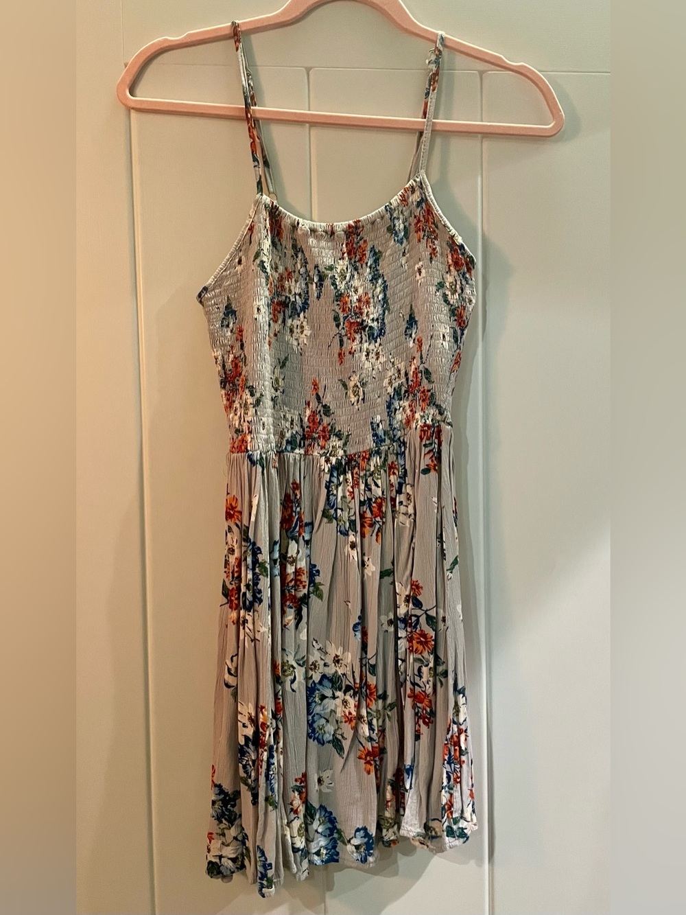 Angie Multicolor Floral Mini Dress with Smocked Bodice
